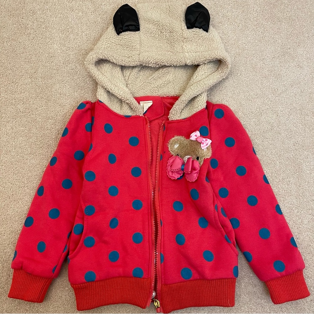 PINK AND BLUE POLKA DOTS HOODIE